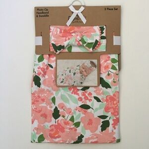 NEW (0-3M) Baby Blanket & Headband Floral | Baby Essentials